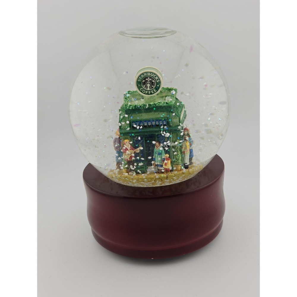 VTG Starbucks Snow Globe Music Box Pike Place First Store 1999 Christmas Limited
